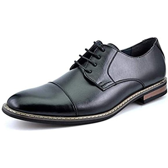 Men\'s Prince Classic Black Modern Formal Oxford Wingtip Lace Up Dress Shoes main image 5